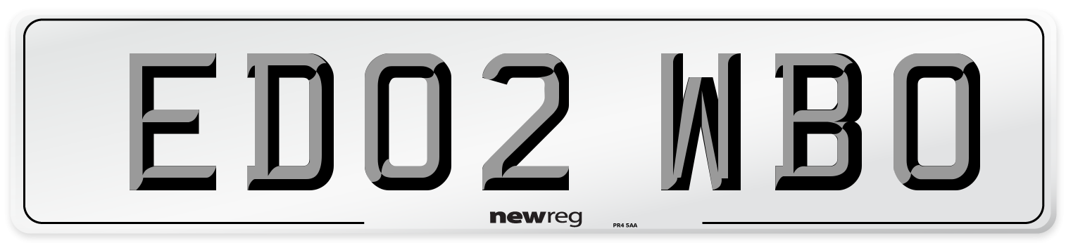 ED02 WBO Number Plate from New Reg